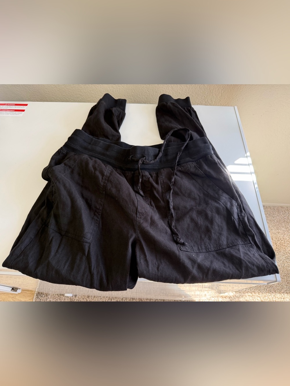 Kut from the Kloth Black Utility Jogger Pants Drawstring Pockets Medium - Picture 4 of 4